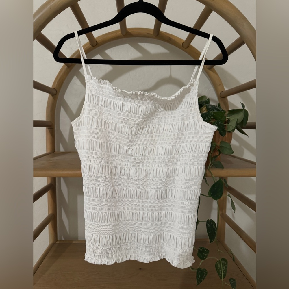 White ruffle tank top